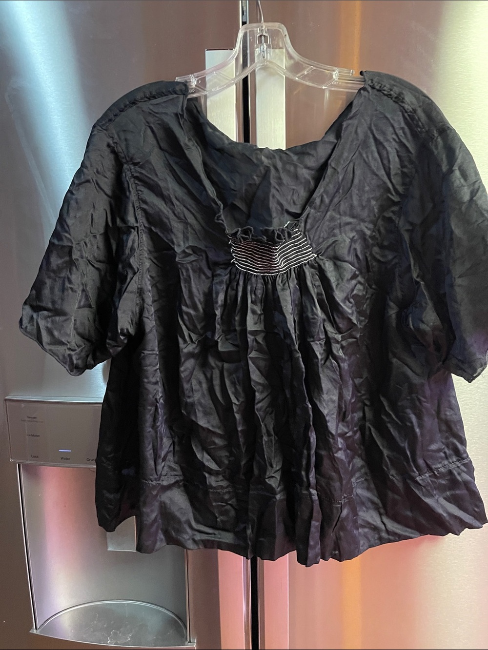 Magnolia Pearl Black Smocked Yoke Peasant Blouse